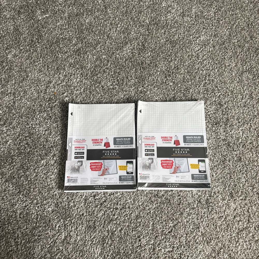 Five Star Graph Ruled Reinforced Filler Paper 4 Sq/Inch 80 Sheets/Pack